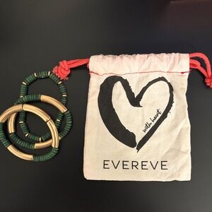 Evereve Green and Gold Bracelet Trio
